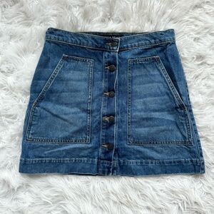 Veronica Beard Indigo Button-Front Mini Skirt